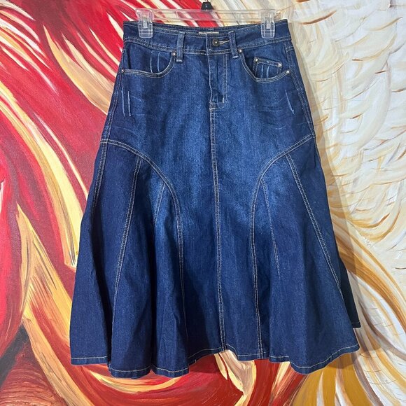 Vintage Y2K Denim Skirt Cute Western Style skirt with a tulip hem sz 5/6 - Picture 2 of 9